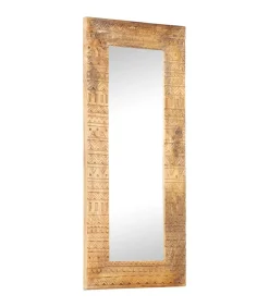 Outlet Spiegel handgesneden 110x50x2,5 cm massief mangohout Spiegels