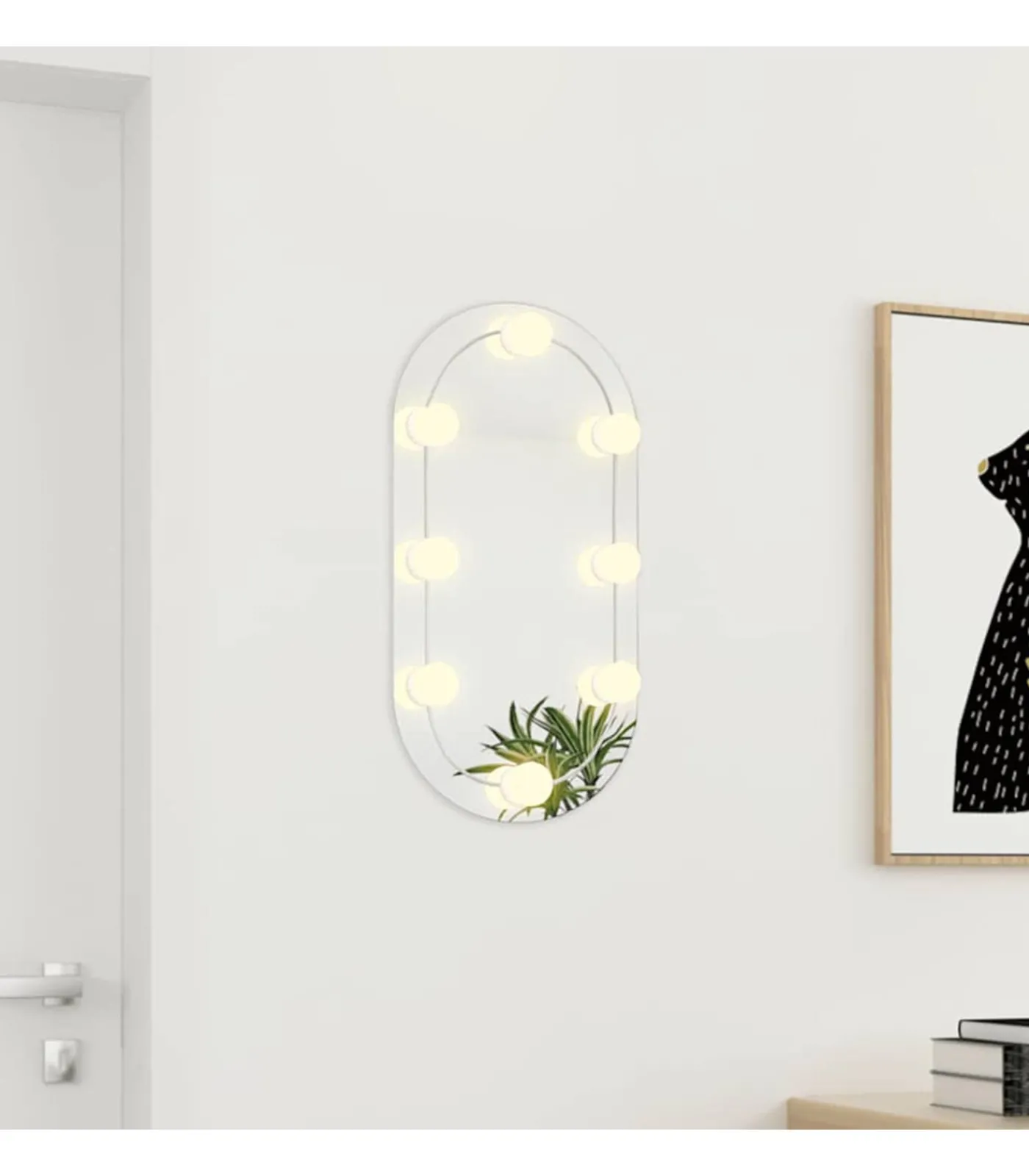 Sale Spiegel met LED-verlichting ovaal 60x30 cm glas Spiegels