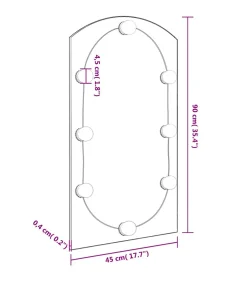 Clearance Spiegel met LED-verlichting boog 90x45 cm glas Spiegels