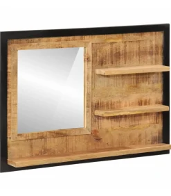 Sale Spiegel met schappen 80x8x55 cm glas en massief mangohout Spiegels