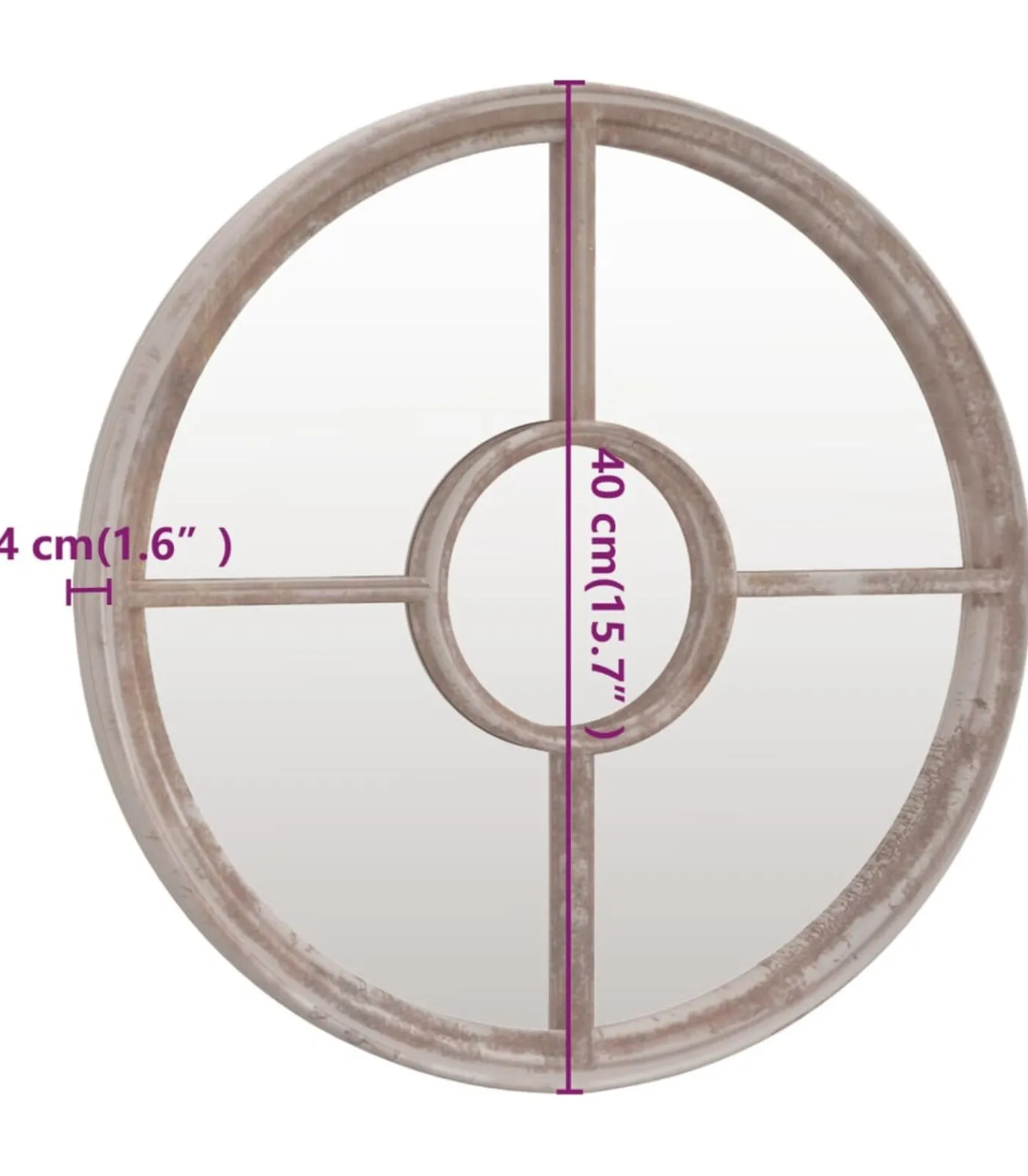 Hot Spiegel rond 40x4 cm ijzer zandkleurig Spiegels