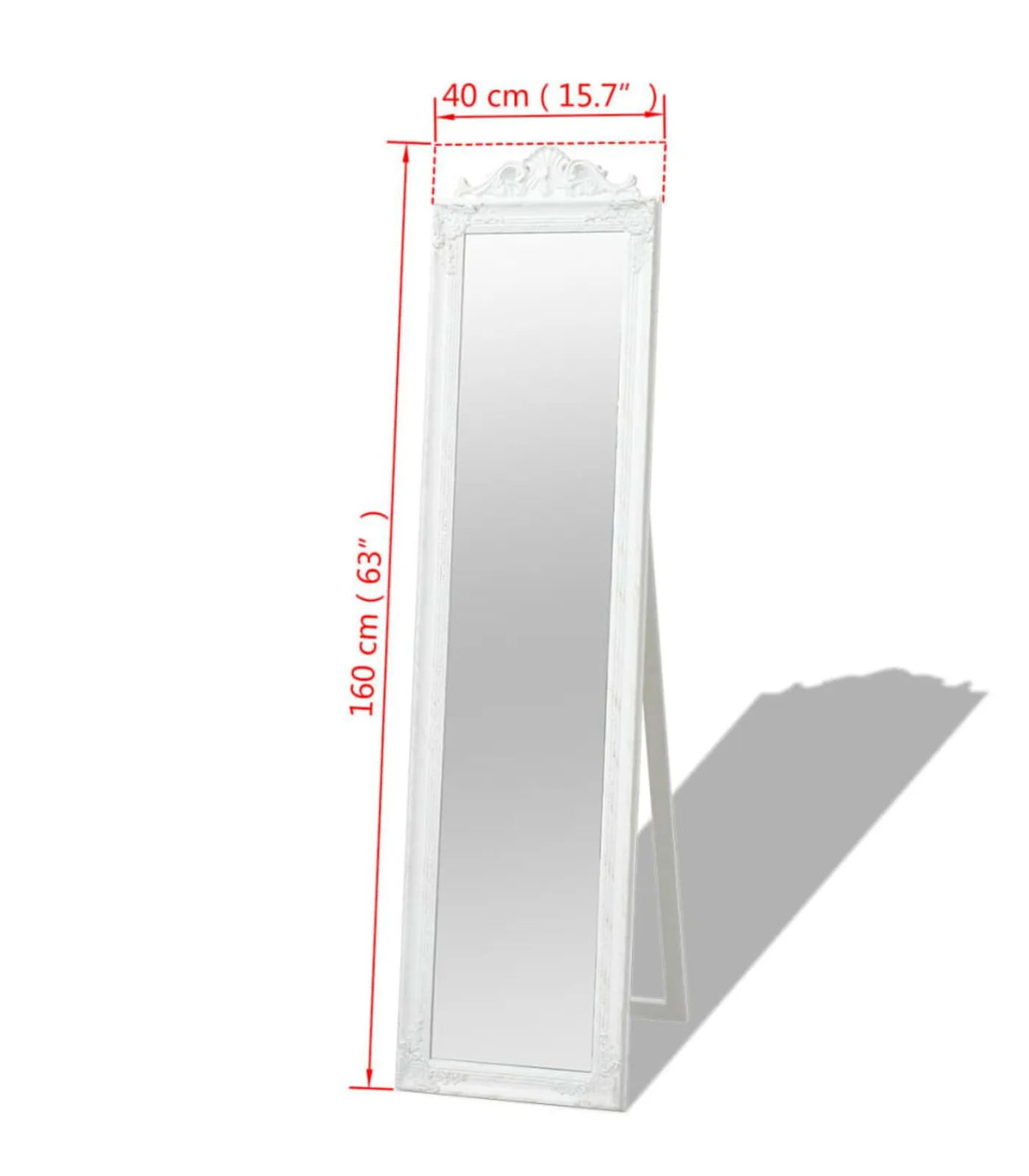 New Spiegel vrijstaand barok stijl 160x40 cm wit Spiegels