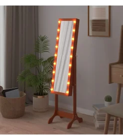 Spiegel vrijstaand met LED's 34x37x146 cm Spiegels