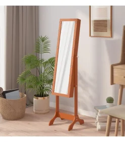 Spiegel vrijstaand met LED's 34x37x146 cm Spiegels