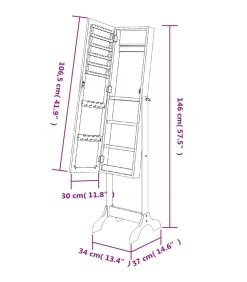 New Spiegel vrijstaand 34x37x146 cm zwart Spiegels
