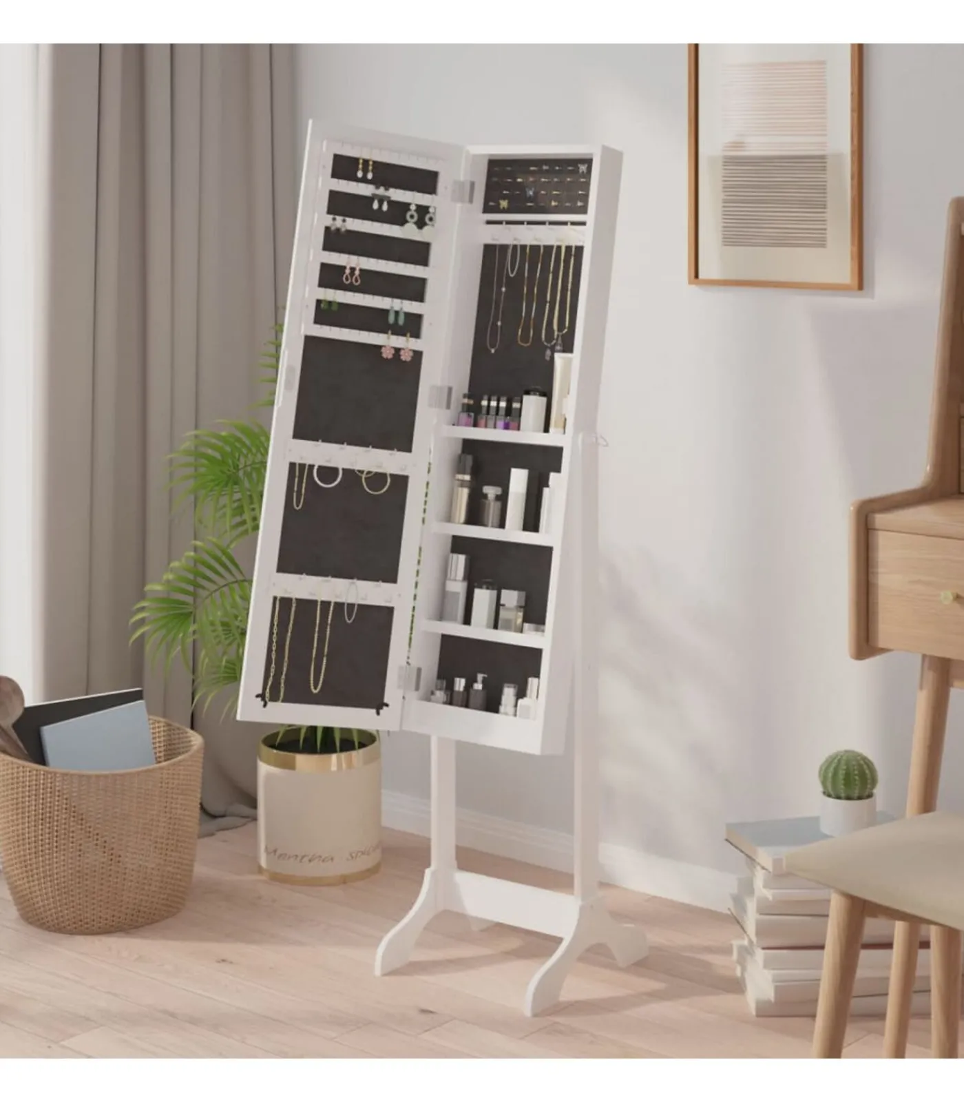 Best Spiegel vrijstaand 34x37x146 cm wit Spiegels