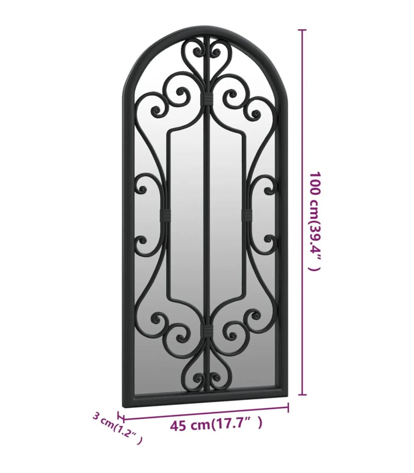 Online Spiegel 100x45 cm ijzer zwart Spiegels