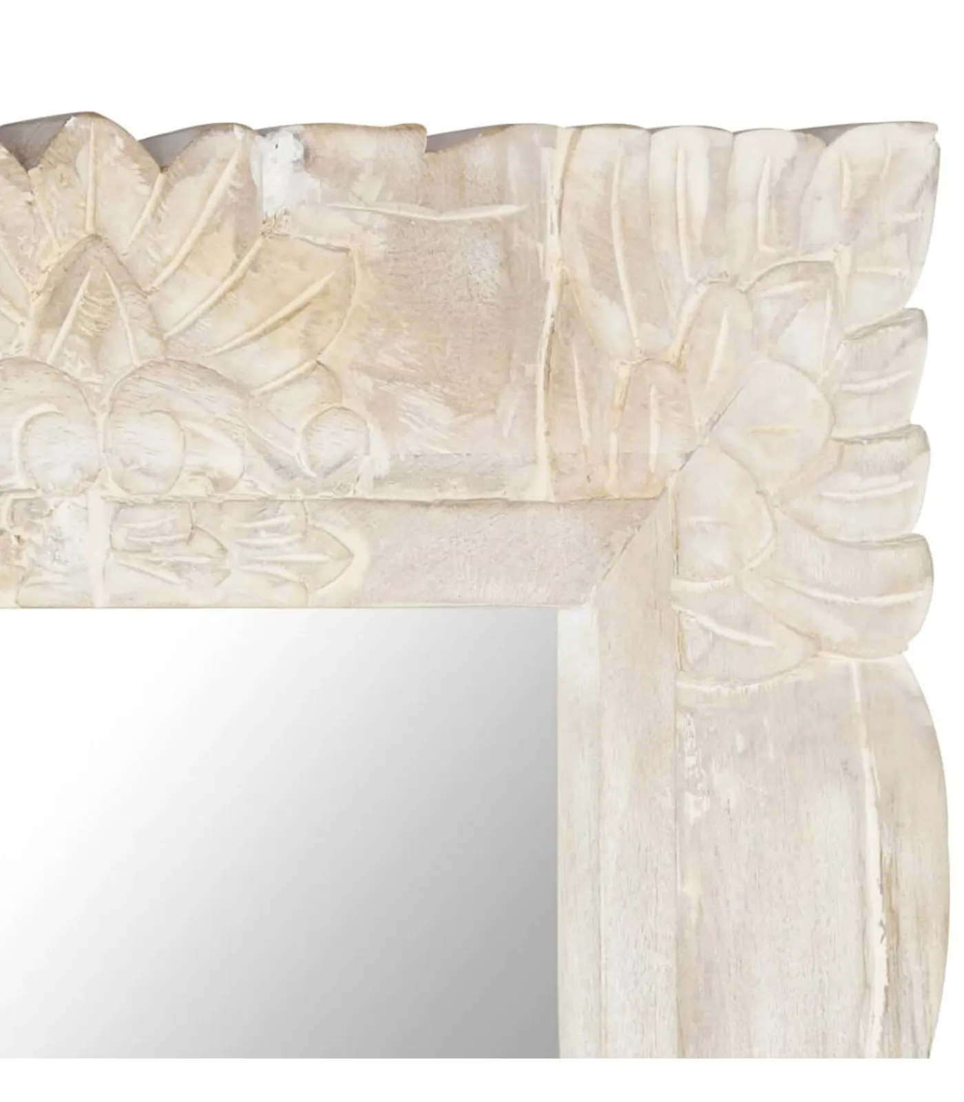 Spiegel 110x50 cm massief mangohout wit Spiegels