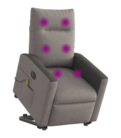 Sta-op-massagestoel elektrisch verstelbaar stof taupe Zetels