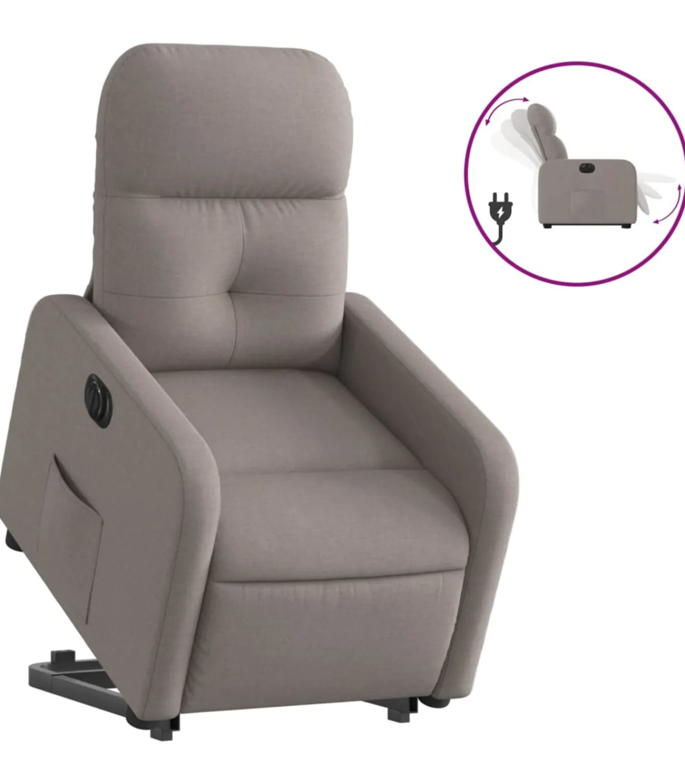 Hot Sta-op-stoel elektrisch verstelbaar stof taupe Zetels