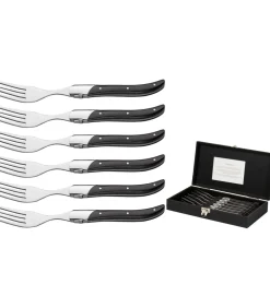 Best Steakvorken Laguiole - Zwart - 6 Stuks Bestek