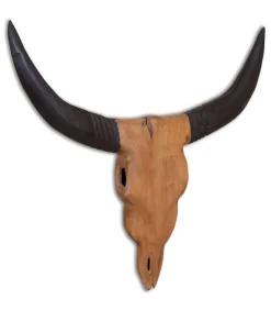 Discount Stierenbeeld wandgemonteerd 69x6x60 cm teakhout Decoratie
