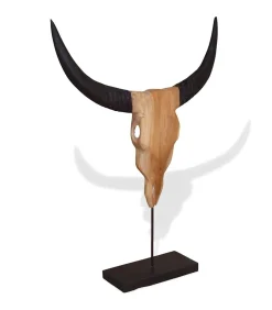 Hot Stierenbeeld 66x15x88 cm teakhout Decoratie