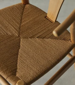 Discount Stoel van licht massief teakhout met vlechtwerk Blaise Stoelen