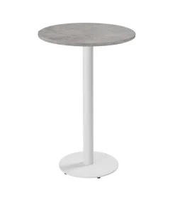 Sale Tafel hoog rond 60 cm witte poot en lichtgrijze betonnen bekleding Tafels