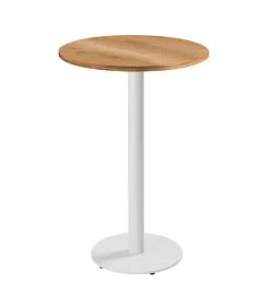Best Tafel hoog rond 60 cm witte poot en lichte houten bekleding Tafels