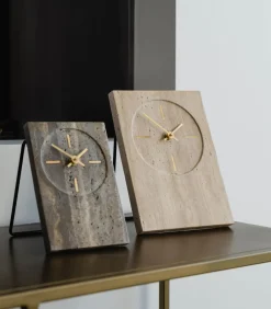 Online Tafelklok 16xH23,5cm travertijn Zone Klokken