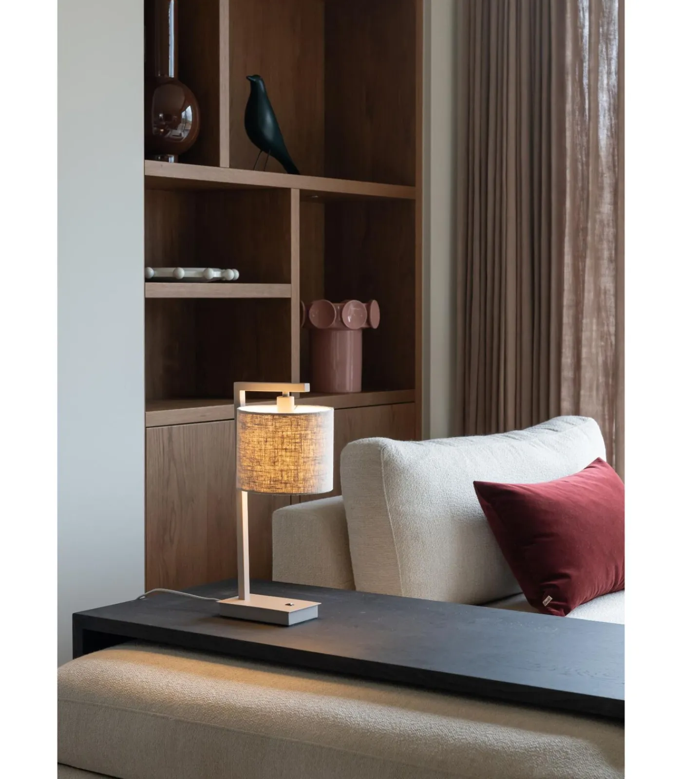 Outlet Tafellamp Boston - Bruin - 17x18x44cm Tafellampen