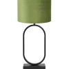 New Tafellamp Jamiri/Velours - Zwart/Olijfgroen - Ø30x67cm Tafellampen