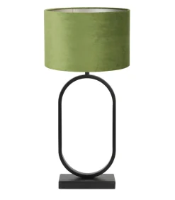 New Tafellamp Jamiri/Velours - Zwart/Olijfgroen - Ø30x67cm Tafellampen