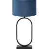 Discount Tafellamp Jamiri/Velours - Zwart/Petrol - Ø30x67cm Tafellampen