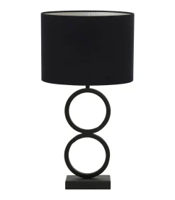 Discount Tafellamp Stelios/Velours Ovaal - Zwart/Zwart - Ø15x62cm Tafellampen