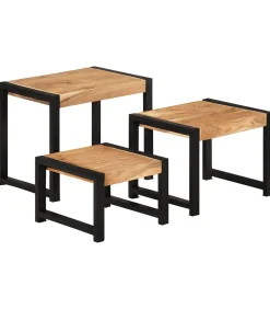 Hot Tafeltjesset 3 st massief hout Tafels