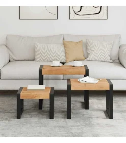 Hot Tafeltjesset 3 st massief hout Tafels