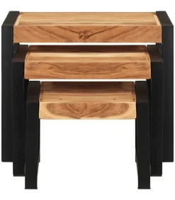 Hot Tafeltjesset 3 st massief hout Tafels