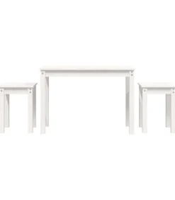 Best Tafeltjesset 3 st massief grenenhout wit Tafels
