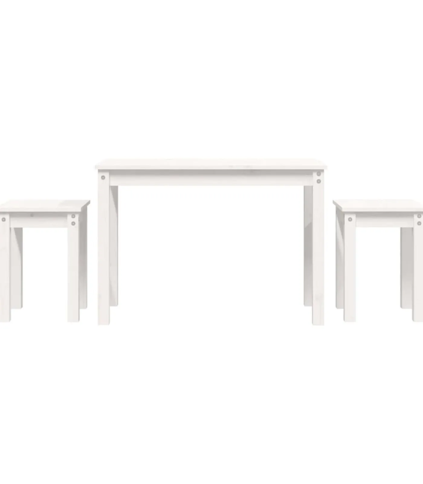 Best Tafeltjesset 3 st massief grenenhout wit Tafels