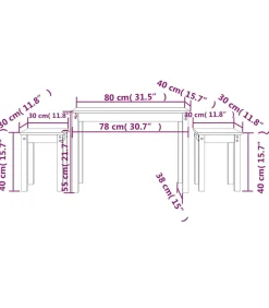 Best Tafeltjesset 3 st massief grenenhout wit Tafels