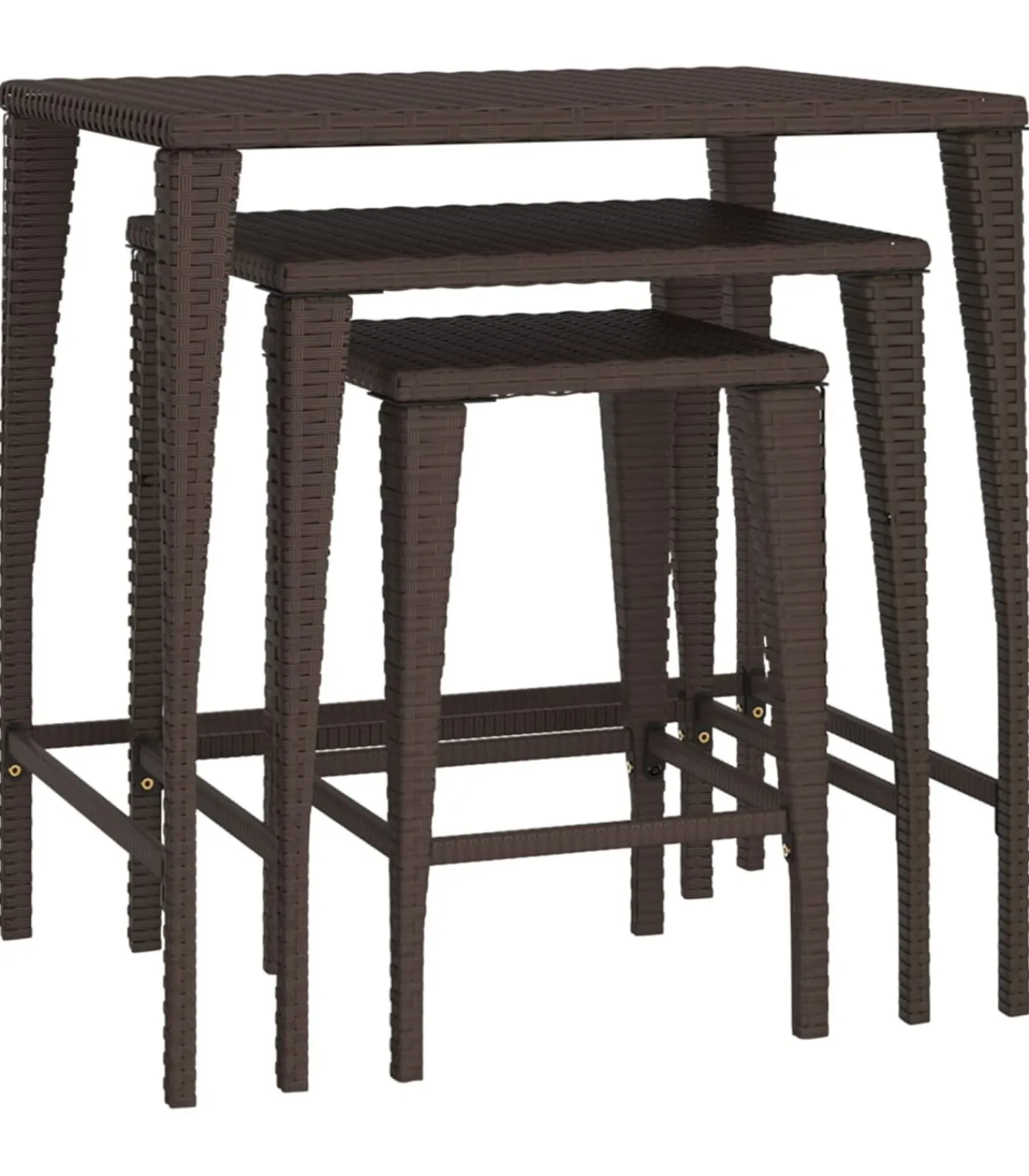 Sale Tafeltjesset 3 st poly rattan bruin Tafels