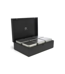 Online Theedoos Bamboe met 6 blikjes, zwart Koffie & Thee Maken