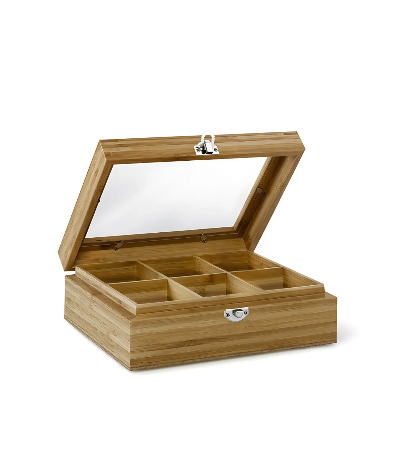 Hot Theedoos Bamboe 6-vaks met venster Koffie & Thee Maken