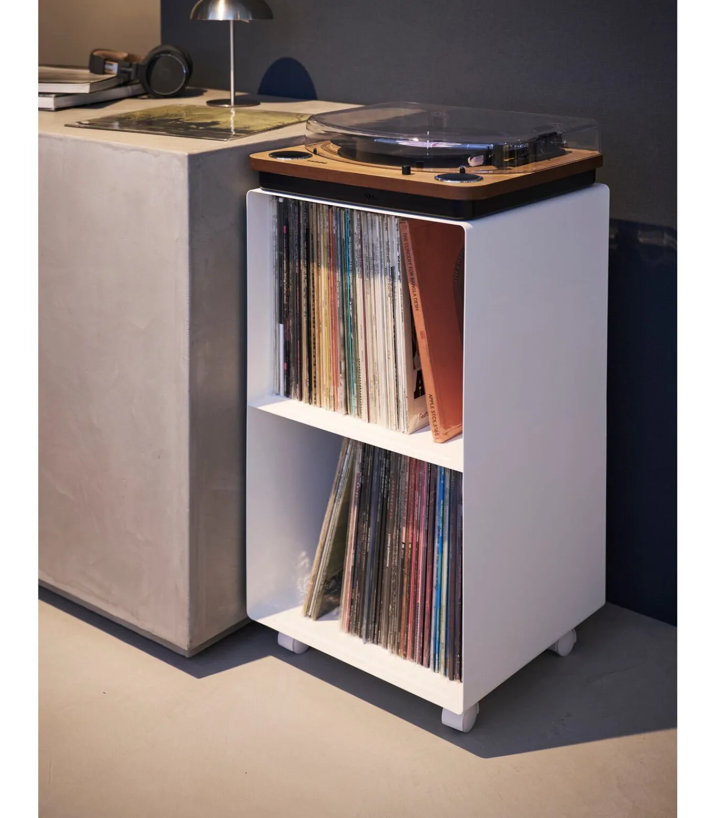 Discount Tower Platenkast 2-laags op wielen - Wit Meubels