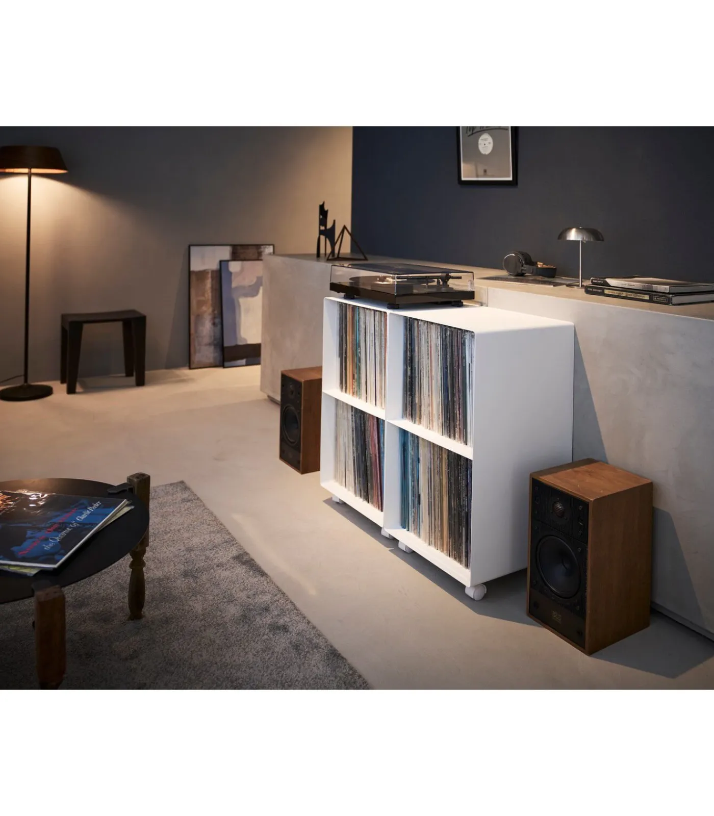 Discount Tower Platenkast 2-laags op wielen - Wit Meubels