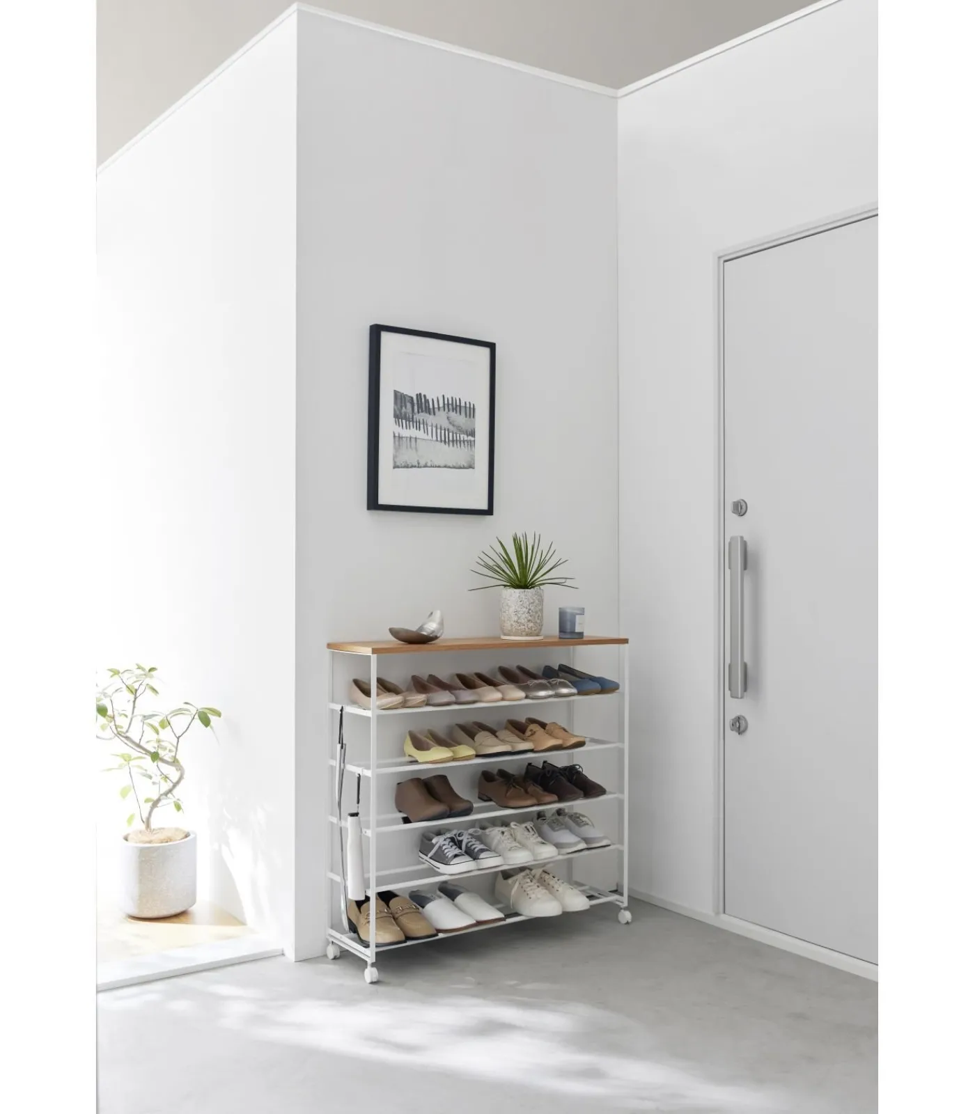 New Tower Schoenenrek op wielen 5-laags - Wit Organiseren