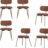 Travis Eetkamerstoelen - Polyester - Bruin - Set van 6 Stoelen