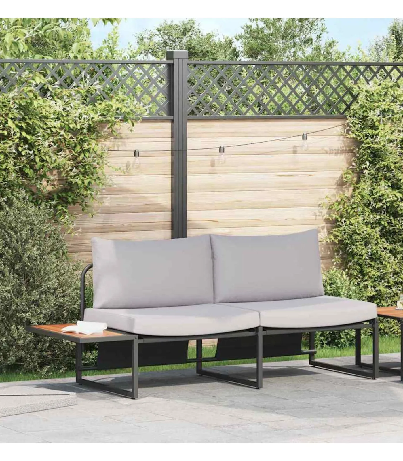 New Tuin Sofa met kussen Bruin 200.5 x 70 x 85.5cm Metaal Tuinmeubelen