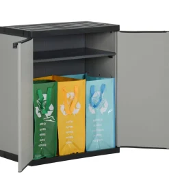 Hot Tuinafvalkast 68x40x85 cm polypropeen grijs en zwart Manden En Bakken