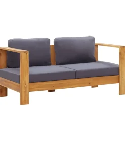 Online Tuinbank met kussens 140 cm massief acaciahout grijs Tuinmeubelen