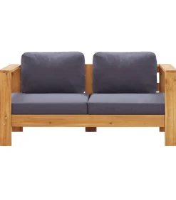 Online Tuinbank met kussens 140 cm massief acaciahout grijs Tuinmeubelen