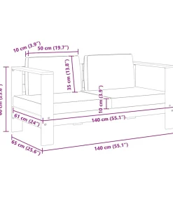 Online Tuinbank met kussens 140 cm massief acaciahout grijs Tuinmeubelen