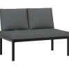 Outlet Tuinbank met kussens aluminium zwart Tuinmeubelen