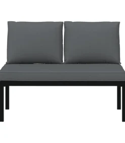 Outlet Tuinbank met kussens aluminium zwart Tuinmeubelen