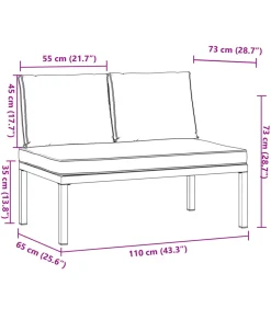 Outlet Tuinbank met kussens aluminium zwart Tuinmeubelen