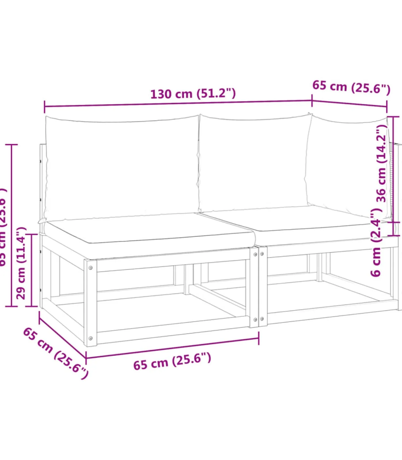 Sale Tuinbank met kussens 2-zits acaciahout & rotan Tuinmeubelen