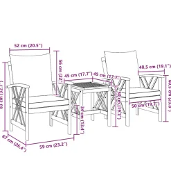 Tuinbank Set met kussen 3 pcs Bruin Massief acaciahout Tuinmeubelen