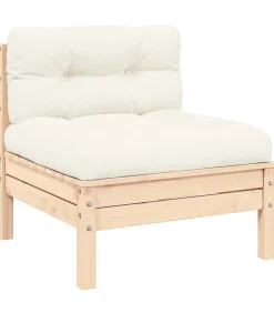 Sale Tuinbank 2-zits met crèmekleurige kussens massief grenenhout Tuinmeubelen